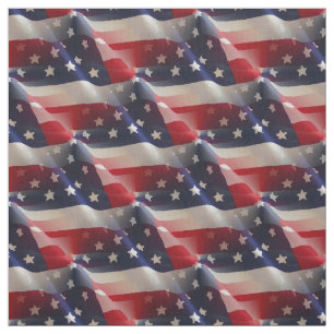 Patriotic Abstract American Flags Collage Fabric