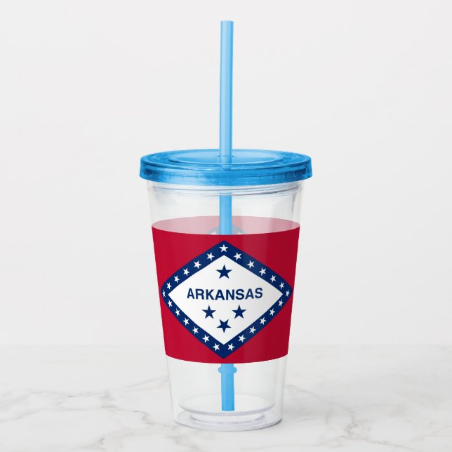 Patriotic Acrylic Tumbler with Arkansas flag, USA (Front)