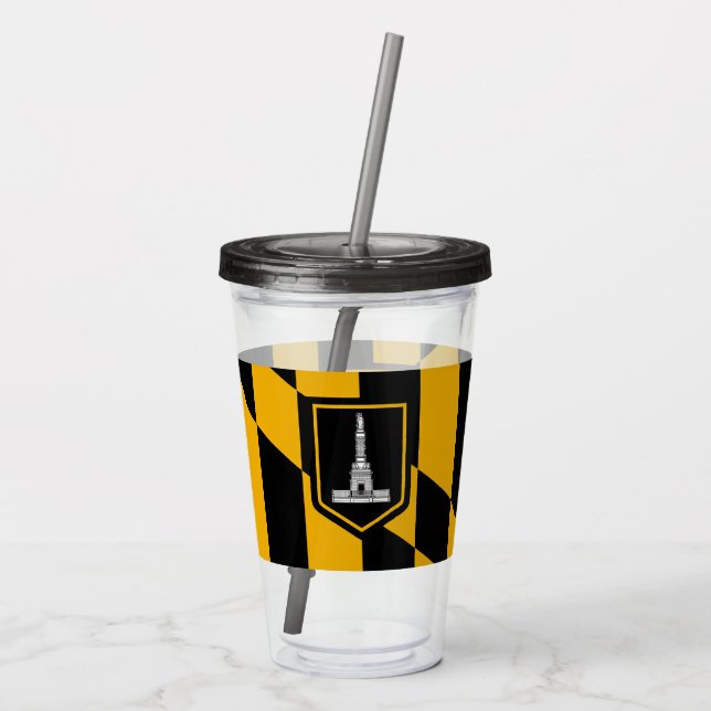 Patriotic Acrylic Tumbler with flag of Baltimore (Back)
