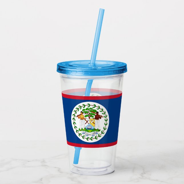 Patriotic Acrylic Tumbler with flag of Belize (Back)