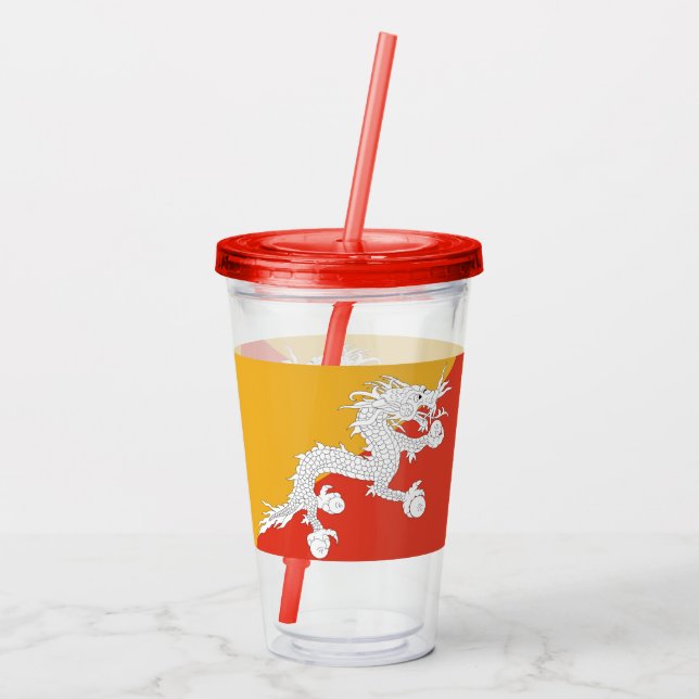 Patriotic Acrylic Tumbler with flag of Bhutan (Back)