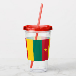 Patriotic Acrylic Tumbler with flag of Cameroon