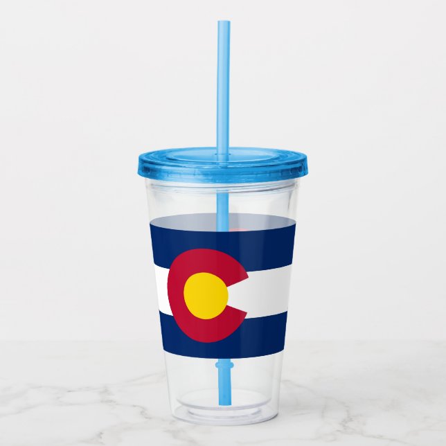 Patriotic Acrylic Tumbler with flag of Colorado (Front)