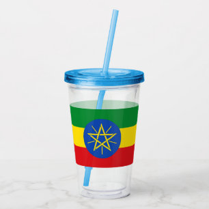 Patriotic Acrylic Tumbler with flag of Ethiopia