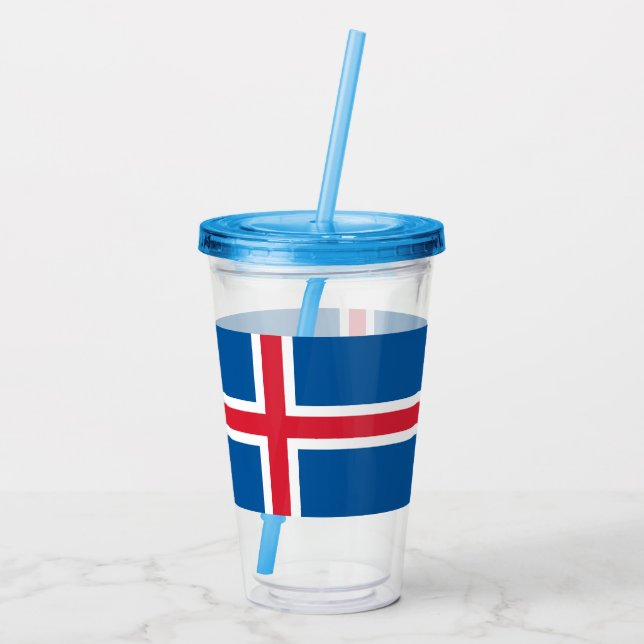 Patriotic Acrylic Tumbler with flag of Iceland (Back)