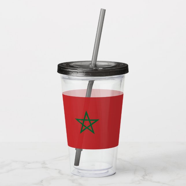 Patriotic Acrylic Tumbler with flag of Morocco (Back)