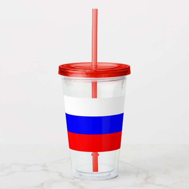 Patriotic Acrylic Tumbler with flag of Russia (Front)