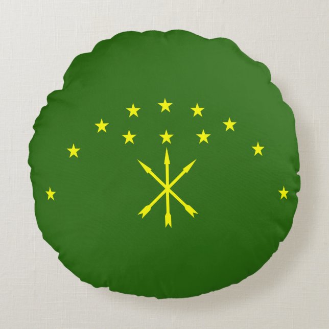 Patriotic Adygea Flag Round Pillow (Front)