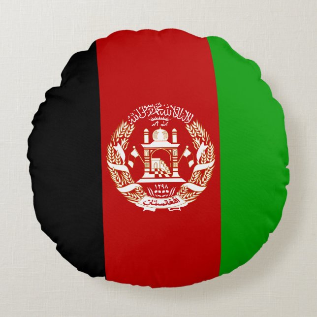 Patriotic Afghanistan Flag Round Pillow (Front)