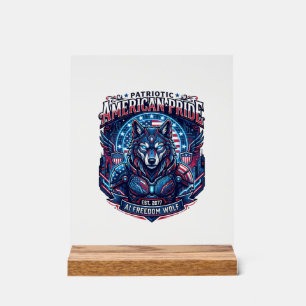 Patriotic Ai Freedom Wolf Cyberpunk Future Freedom Acrylic Sign