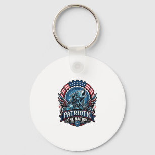Patriotic Ai Freedom Wolf Cyberpunk Future Freedom Keychain