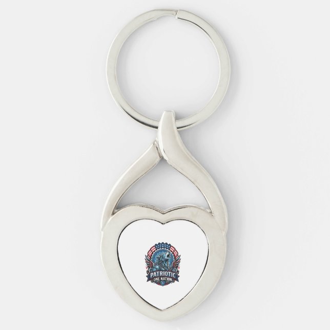 Patriotic Ai Freedom Wolf Cyberpunk Future Freedom Keychain (Front)