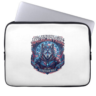 Patriotic Ai Freedom Wolf Cyberpunk Future Freedom Laptop Sleeve