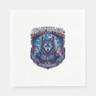 Patriotic Ai Freedom Wolf Cyberpunk Future Freedom Napkin