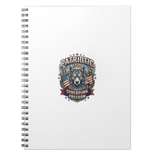 Patriotic Ai Freedom Wolf Cyberpunk Future Freedom Notebook
