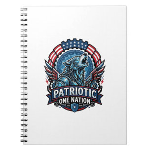 Patriotic Ai Freedom Wolf Cyberpunk Future Freedom Notebook