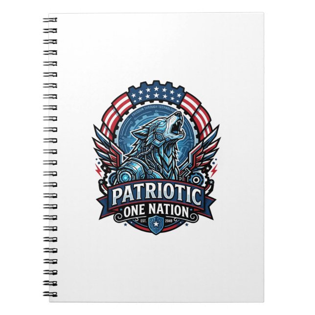 Patriotic Ai Freedom Wolf Cyberpunk Future Freedom Notebook (Front)
