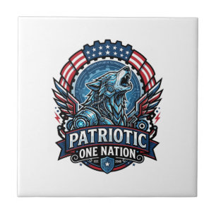 Patriotic Ai Freedom Wolf Cyberpunk Future Freedom Tile