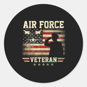 Patriotic air force veteran usaf flag us american classic round sticker