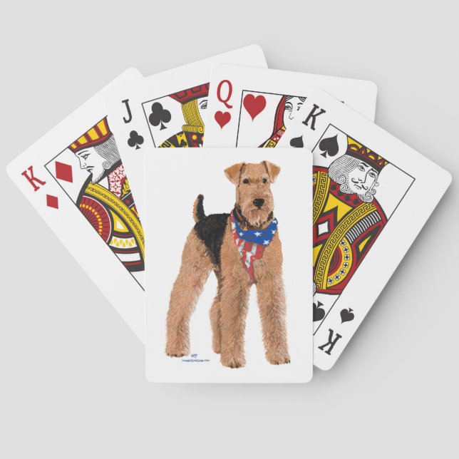 Patriotic Airedale Terrier Playing Cards (Back)