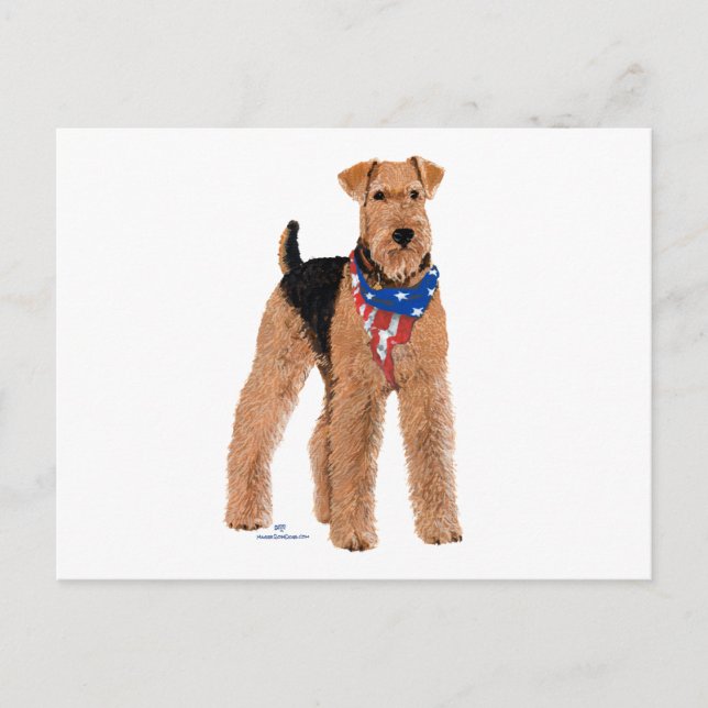 Patriotic Airedale Terrier Postcard (Front)