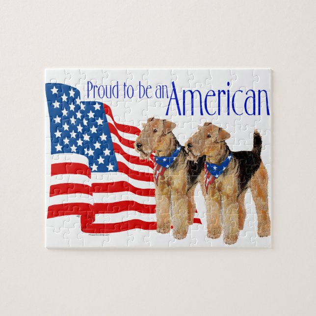 Patriotic Airedale Terriers Jigsaw Puzzle (Horizontal)