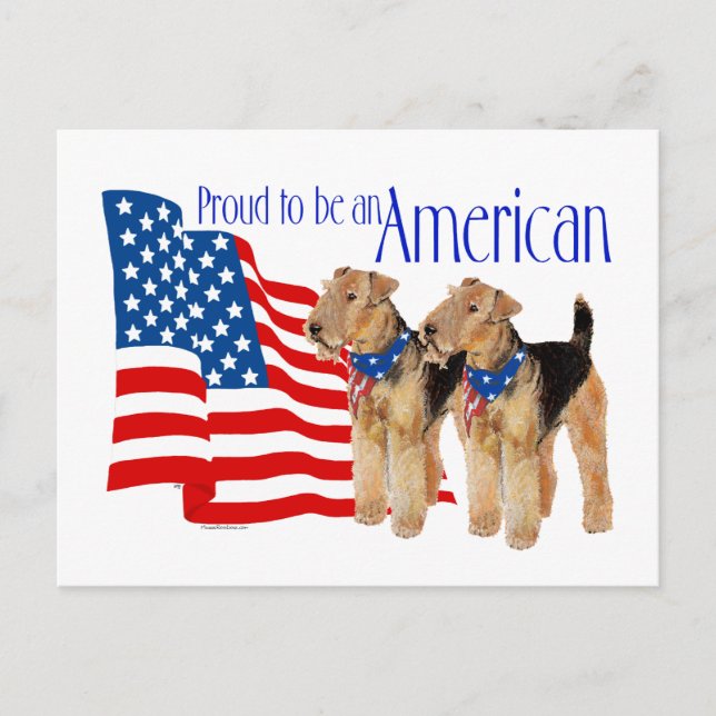 Patriotic Airedale Terriers Postcard (Front)