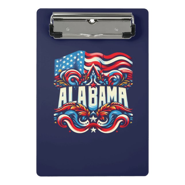 Patriotic Alabama Abstract Decorative Design Mini Clipboard (Front)
