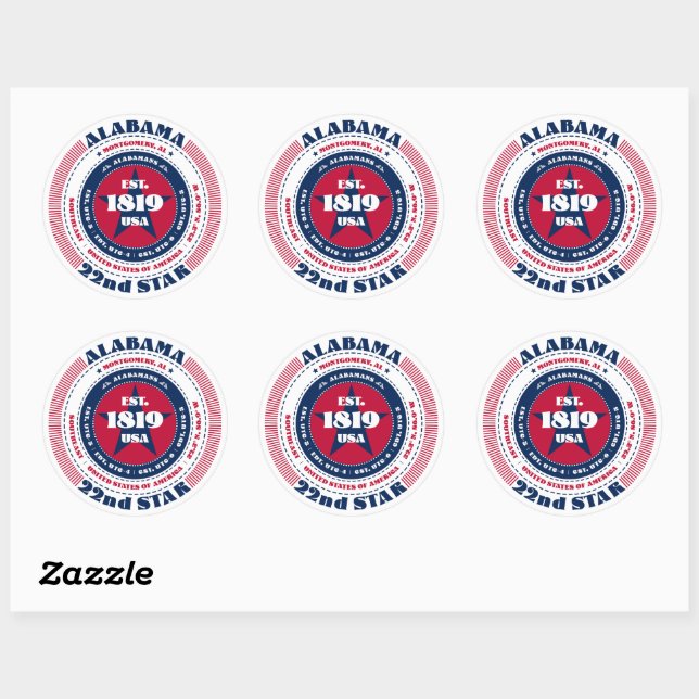 Patriotic Alabama Circle Design Sticker (Sheet)