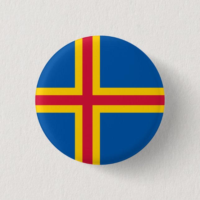 Patriotic Åland Islands Flag 1 Inch Round Button (Front)