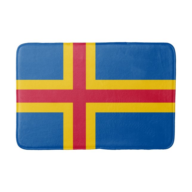 Patriotic Åland Islands Flag Bath Mat (Front)