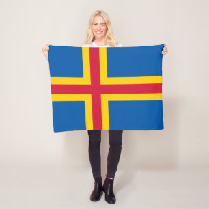 Patriotic Åland Islands Flag Fleece Blanket