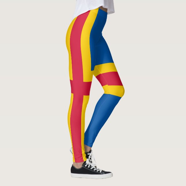 Patriotic Åland Islands Flag Leggings (Right)