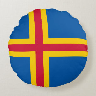 Patriotic Åland Islands Flag Round Pillow
