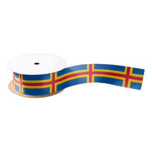 Patriotic Åland Islands Flag Satin Ribbon