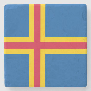 Patriotic Åland Islands Flag Stone Coaster