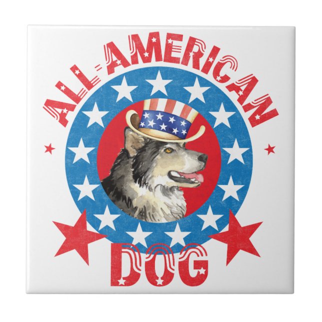 Patriotic Alaskan Malemute Tile (Front)