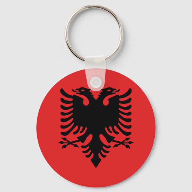 Patriotic Albanian Flag Keychain (Front)
