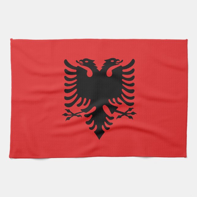 Patriotic Albanian Flag Kitchen Towel (Horizontal)