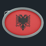 Patriotic Albanian Flag Oval Belt Buckle<br><div class="desc">The national flag of Albania.</div>