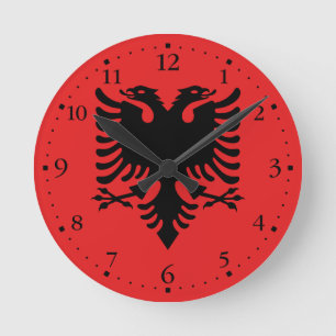 Patriotic Albanian Flag Round Clock