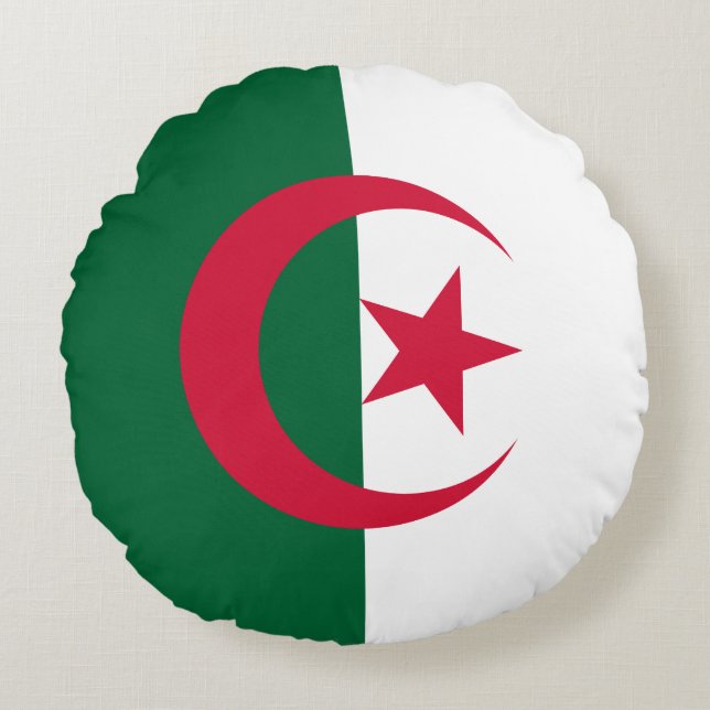 Patriotic Algerian Flag Round Pillow (Front)