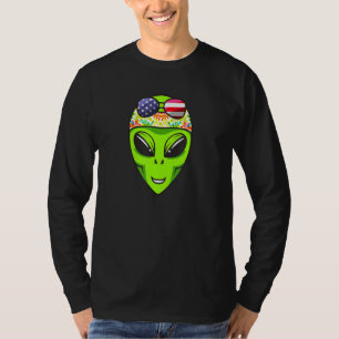 Patriotic Alien Aviator Sunglasses Shade Us Flag 4 T-Shirt
