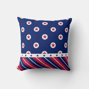 Patriotic All Stars Stripes Red White Blue USA Throw Pillow