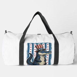 Patriotic Alligator Vintage Engraving Shirt Design Duffle Bag