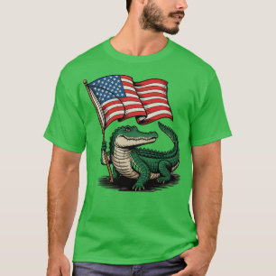 Patriotic Alligator with the American Flag (2) T-Shirt