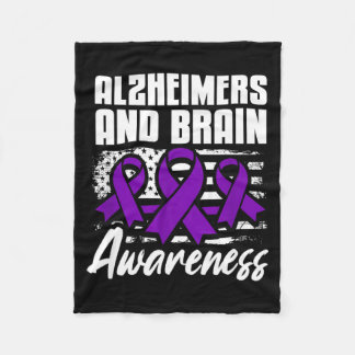 Patriotic Alzheimers and Brain Awareness Fleece Blanket