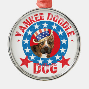 Patriotic Am Staff Metal Ornament