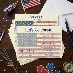Patriotic America 1776 - 2026 Flag Celebration  In Invitation