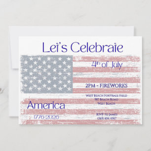 Patriotic America 1776 - 2026 Flag Celebration  Invitation